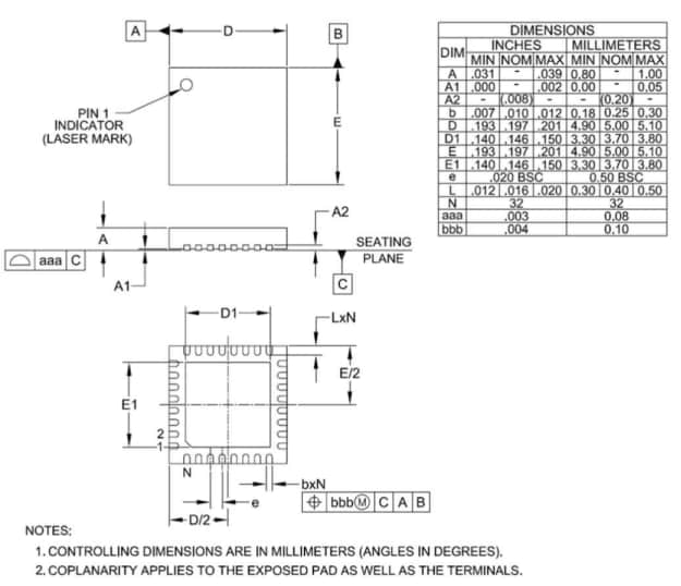 Plan mécanique - Semtech Émetteur-récepteur LoRa Edge™ LR1110